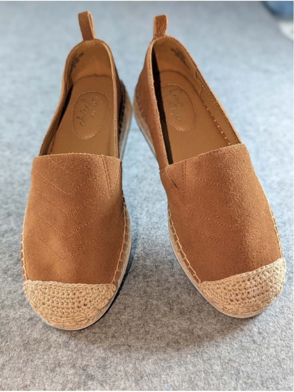 Crown Vintage Cadenne Espadrille Slip On Women's Size 8 Cognac Suede NEW